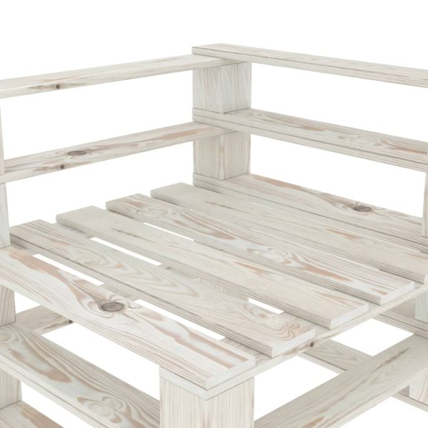 Divano Angolare Da Giardino Su Pallet In Legno Bianco - Image 4