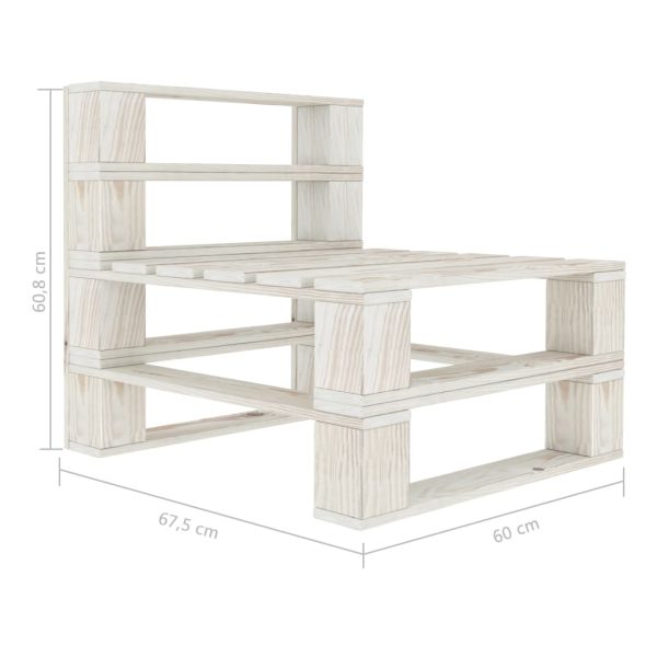 Divano Centrale Da Giardino Su Pallet In Legno Bianco - Image 5