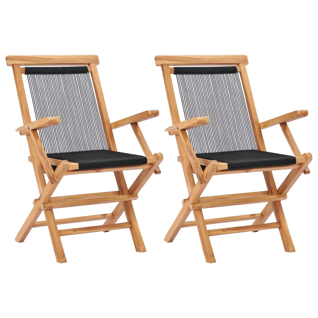 Sedie Da Giardino Pieghevoli 2pz Legno Massello Di Teak E Corda