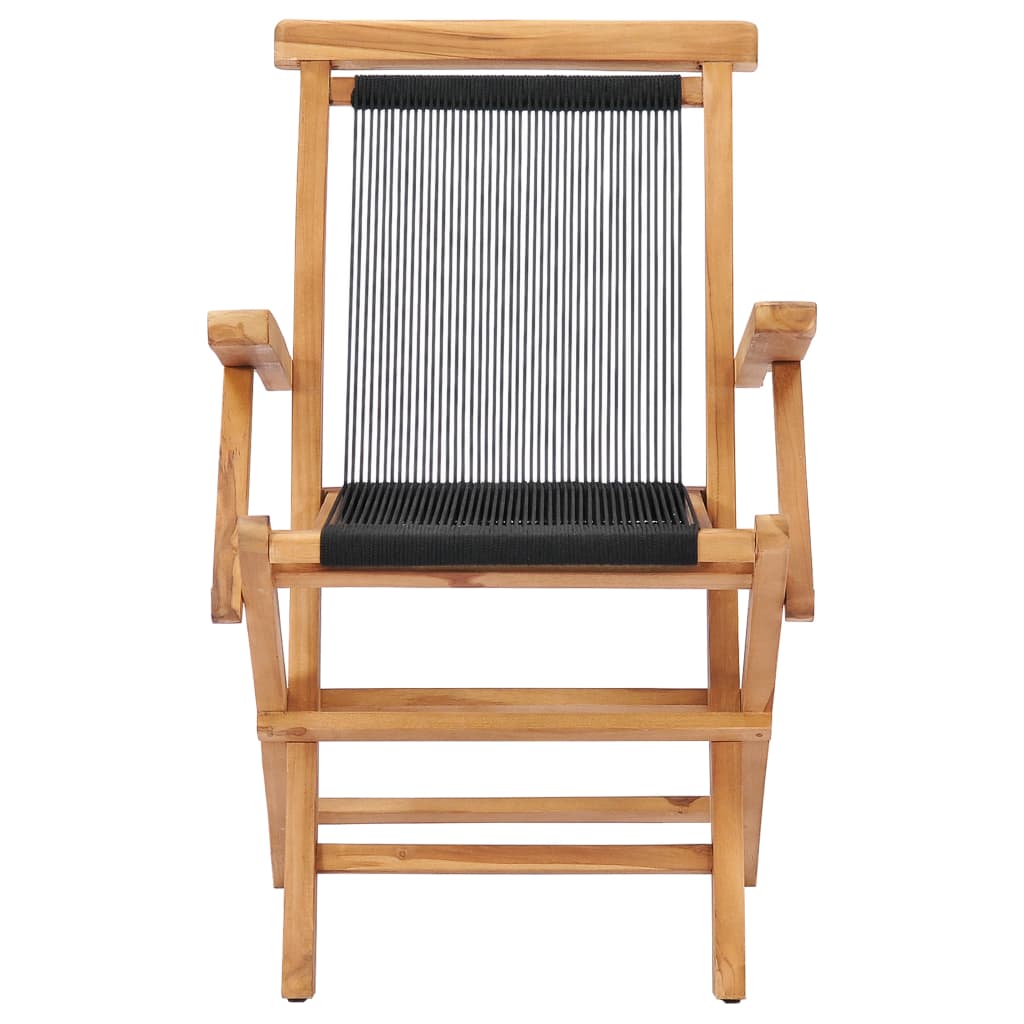 Sedie Da Giardino Pieghevoli 2pz Legno Massello Di Teak E Corda - Image 3