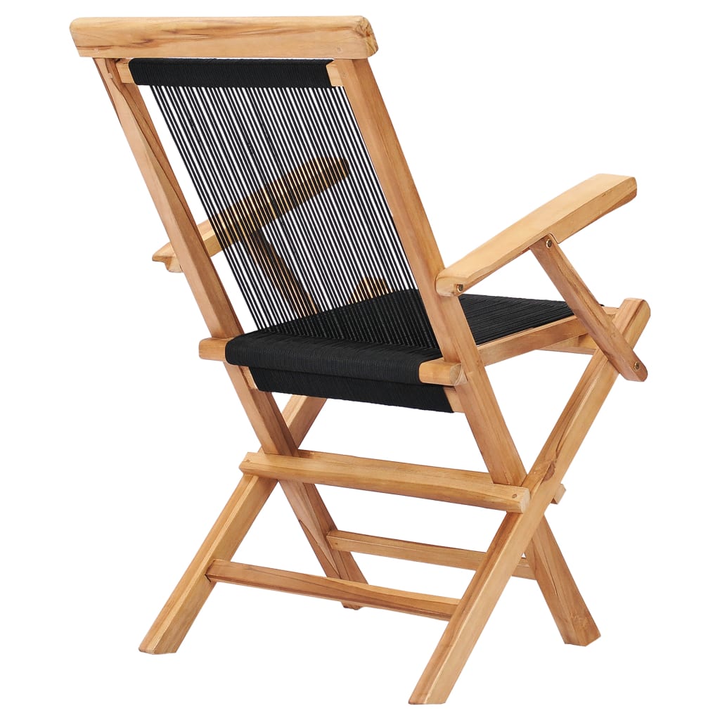 Sedie Da Giardino Pieghevoli 2pz Legno Massello Di Teak E Corda - Image 4