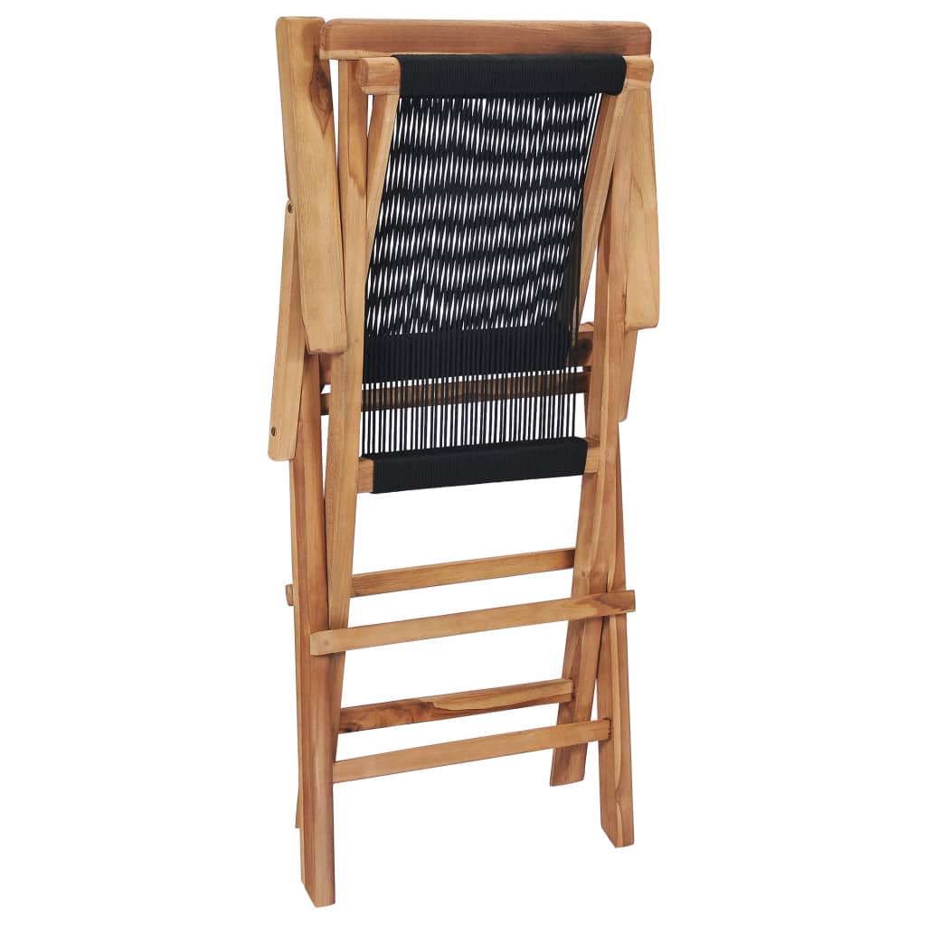 Sedie Da Giardino Pieghevoli 2pz Legno Massello Di Teak E Corda - Image 5
