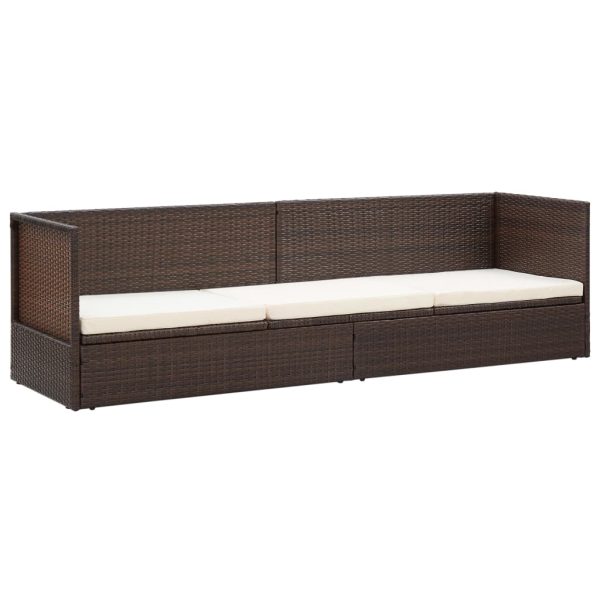 Lettino Da Giardino Con Cuscini In Polyrattan Marrone - Image 6