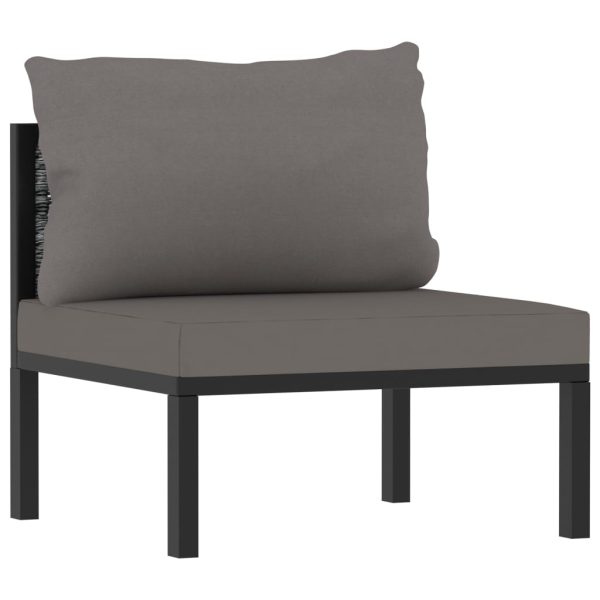 Divano A 3 Posti Con Cuscini Antracite In Polyrattan - Image 5