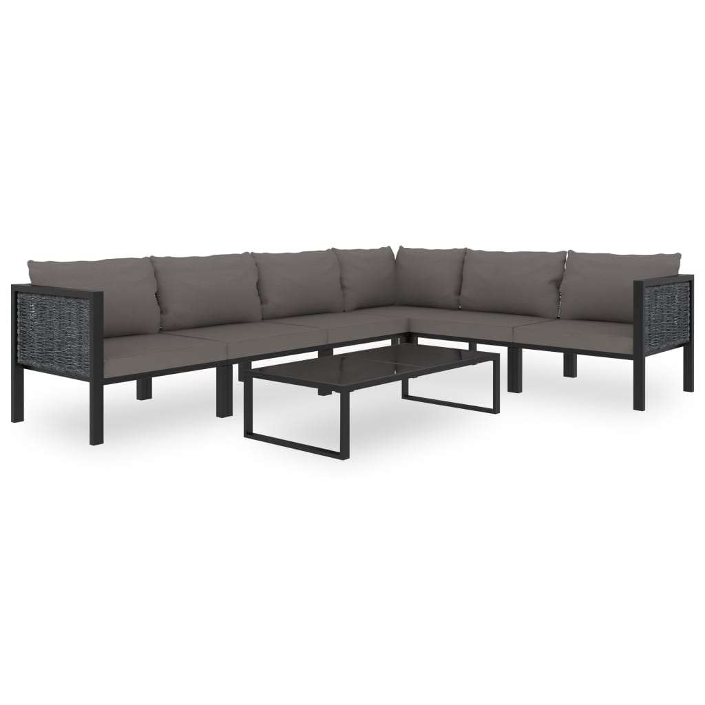 Set Divani Da Giardino 7 Pz Con Cuscini In Polyrattan Antracite