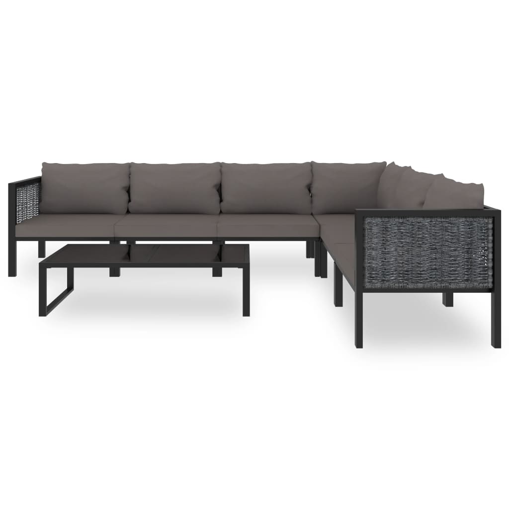 Set Divani Da Giardino 7 Pz Con Cuscini In Polyrattan Antracite - Image 3