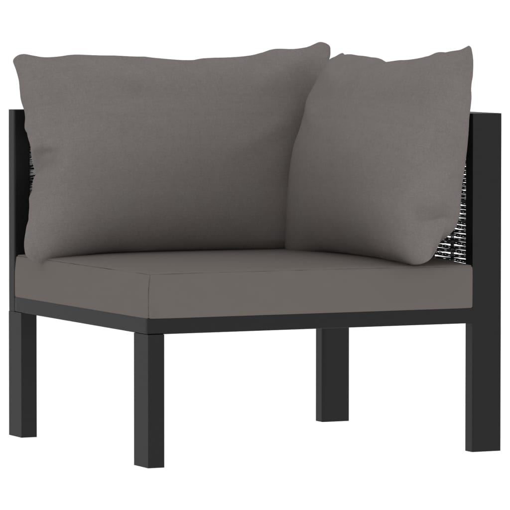 Set Divani Da Giardino 7 Pz Con Cuscini In Polyrattan Antracite - Image 6
