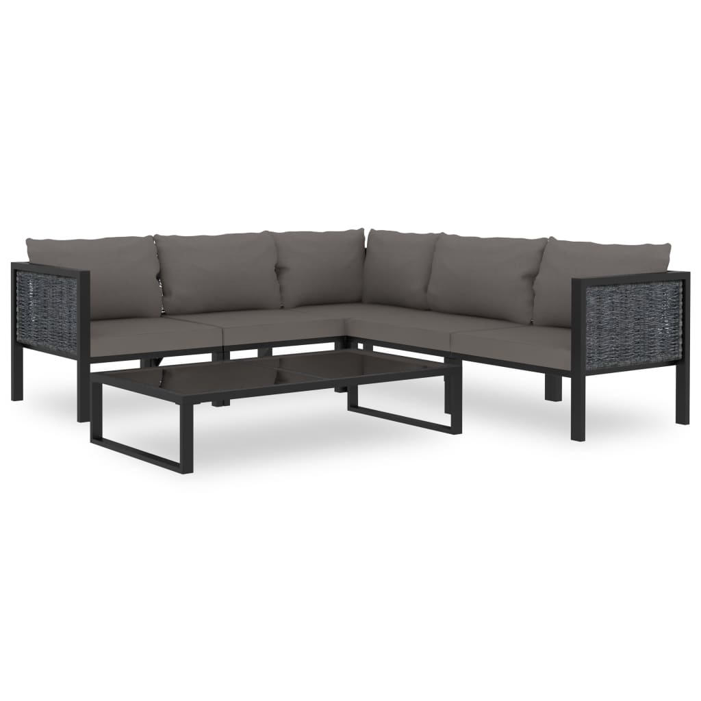 Set Divani Da Giardino 6 Pz Con Cuscini In Polyrattan Antracite