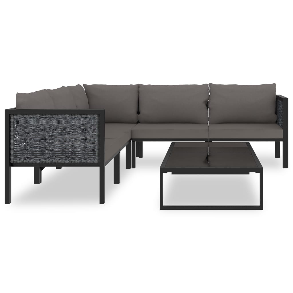 Set Divani Da Giardino 6 Pz Con Cuscini In Polyrattan Antracite - Image 3