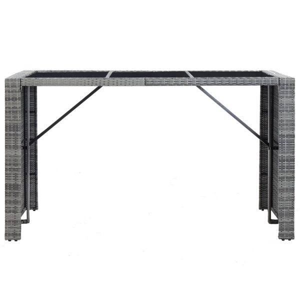 Set Da Bar Da Giardino 7 Pz Con Cuscini In Polyrattan Grigio - Image 4