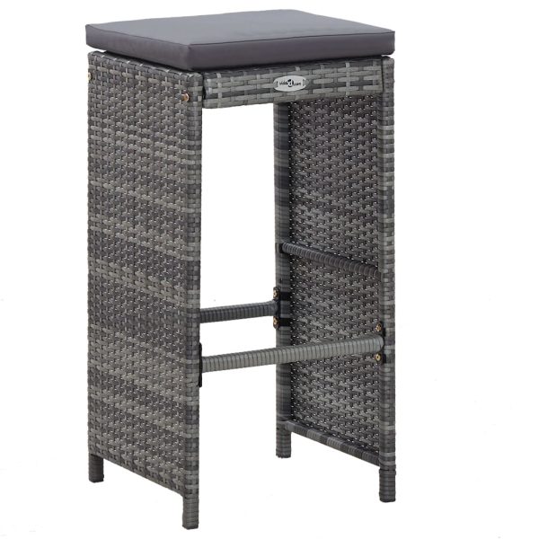 Set Da Bar Da Giardino 7 Pz Con Cuscini In Polyrattan Grigio - Image 5