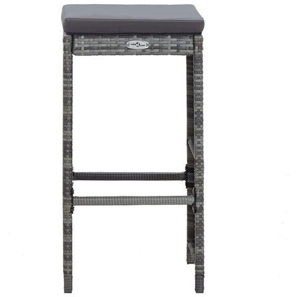 Set Da Bar Da Giardino 7 Pz Con Cuscini In Polyrattan Grigio - Image 6