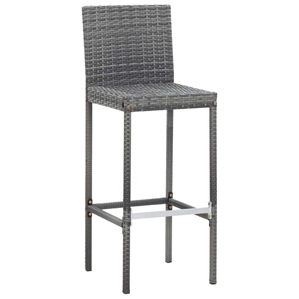 Set Da Bar Da Giardino 9 Pz Polyrattan E Legno Acacia Grigio - Image 3