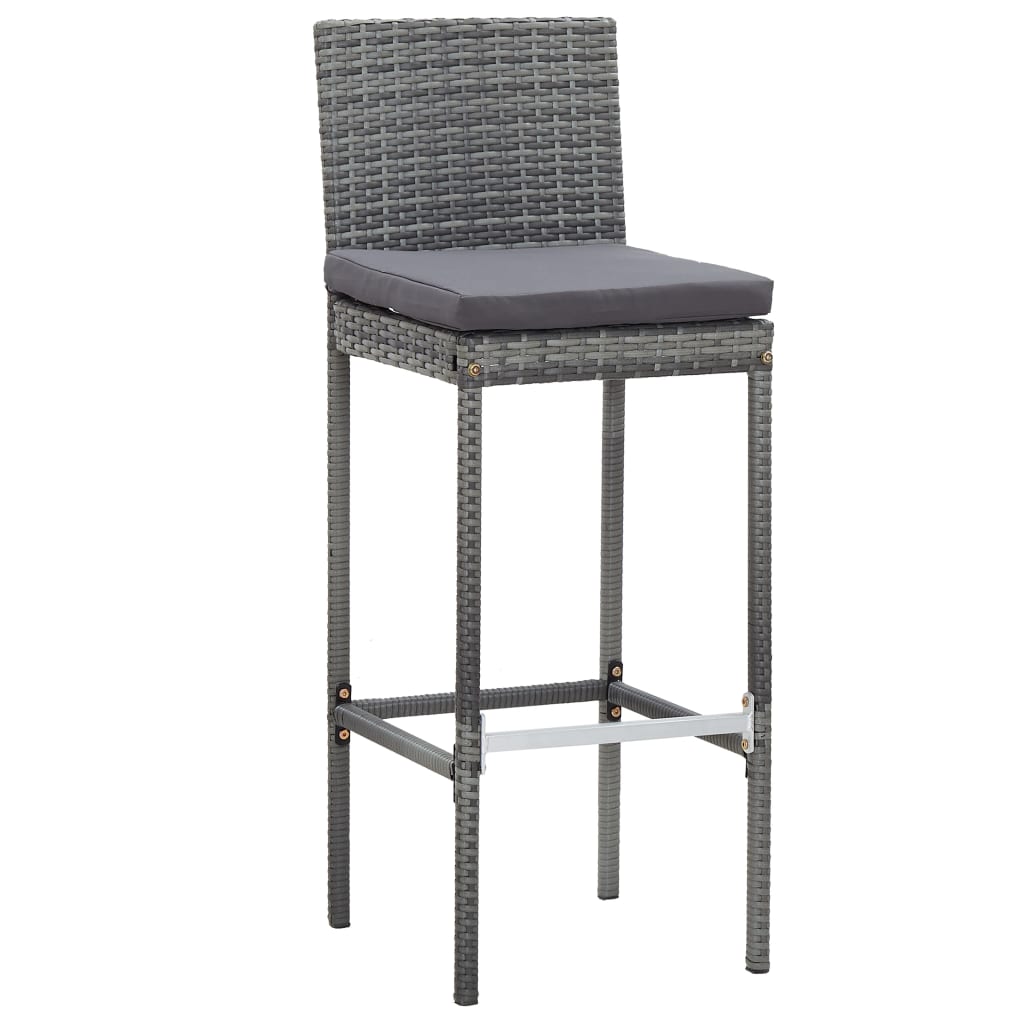 Set Da Bar Da Giardino 9 Pz Polyrattan E Legno Acacia Grigio - Image 4