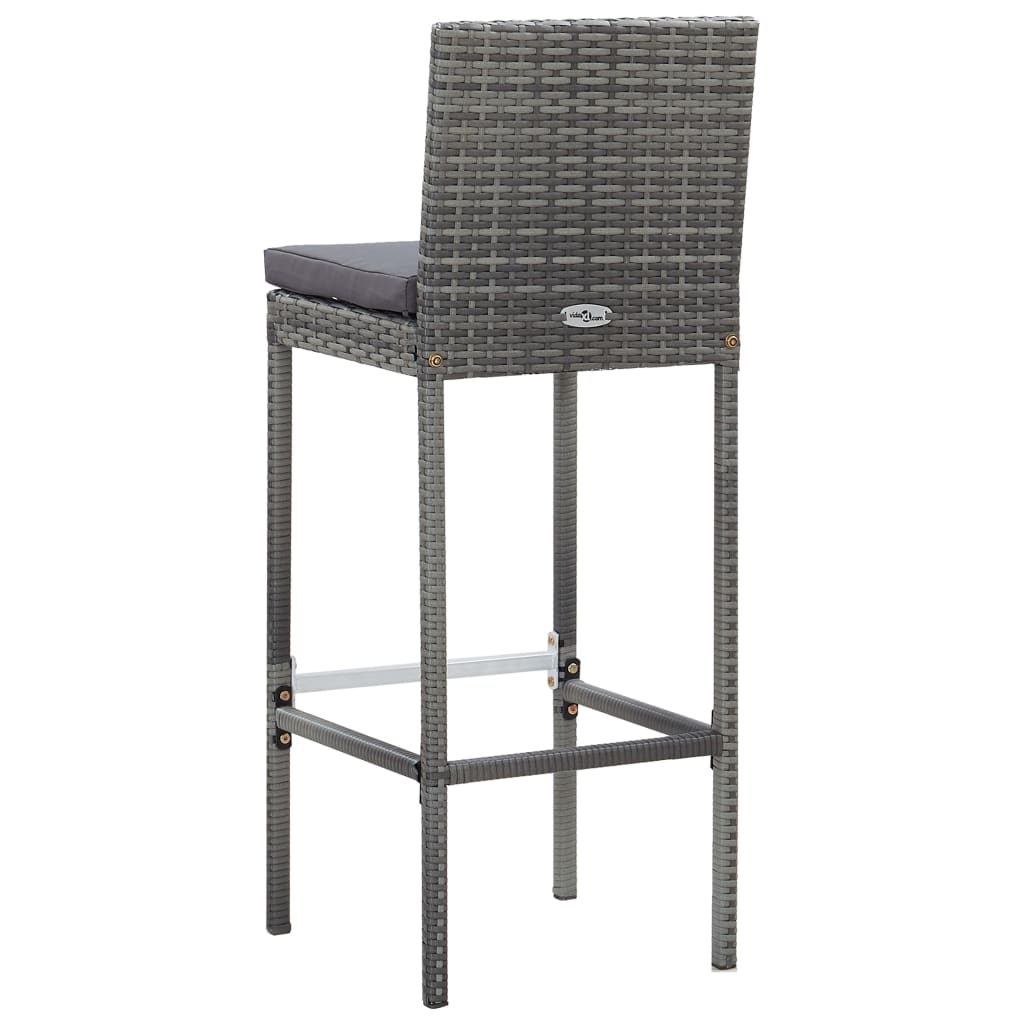 Set Da Bar Da Giardino 9 Pz Polyrattan E Legno Acacia Grigio - Image 5
