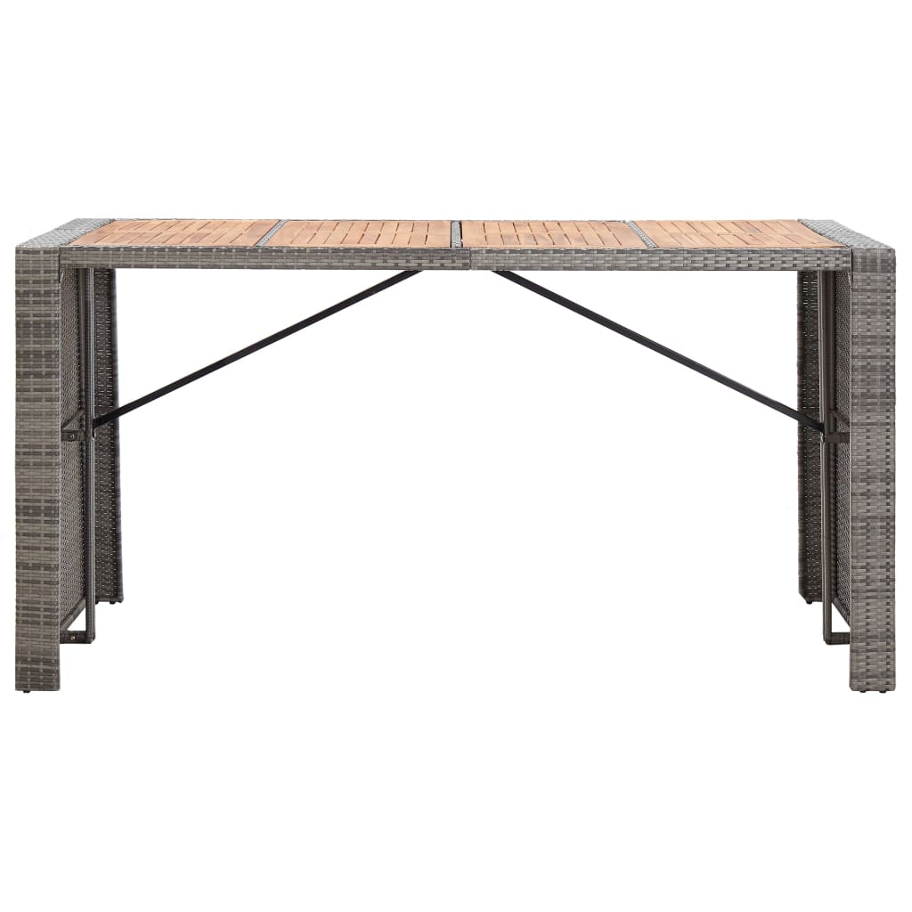 Set Da Bar Da Giardino 9 Pz Polyrattan E Legno Acacia Grigio - Image 6