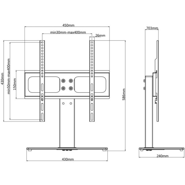 Piedistallo Tv Per Schermo 26" - 42" Max Vesa 400x400 Mm 30kg - Image 6