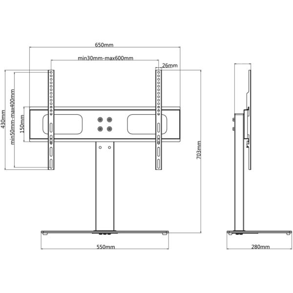 Piedistallo Tv Per Schermo 37" - 55" Max Vesa 600x400 Mm 40kg - Image 6