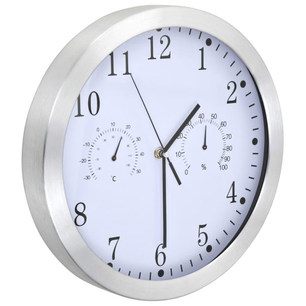 Orologio Da Parete Al Quarzo Igrometro Termometro 30 Cm Bianco - Image 3