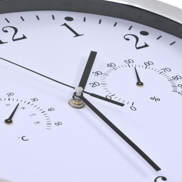 Orologio Da Parete Al Quarzo Igrometro Termometro 30 Cm Bianco - Image 4