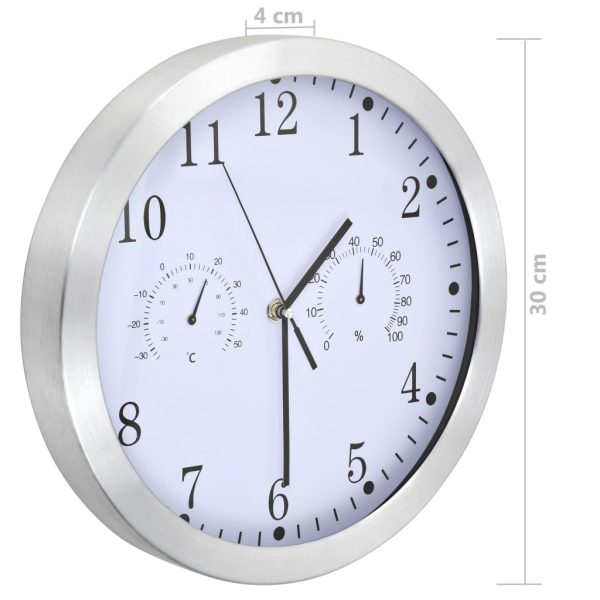 Orologio Da Parete Al Quarzo Igrometro Termometro 30 Cm Bianco - Image 6