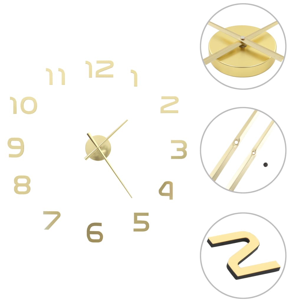 Orologio Da Parete 3d In Stile Moderno 100cm Xxl Oro
