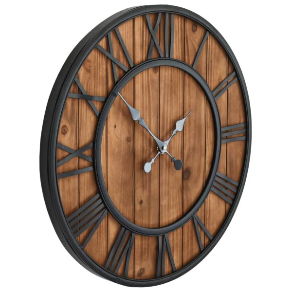 Orologio Da Parete Vintage Al Quarzo Legno E Metallo 60 Cm Xxl - Image 3