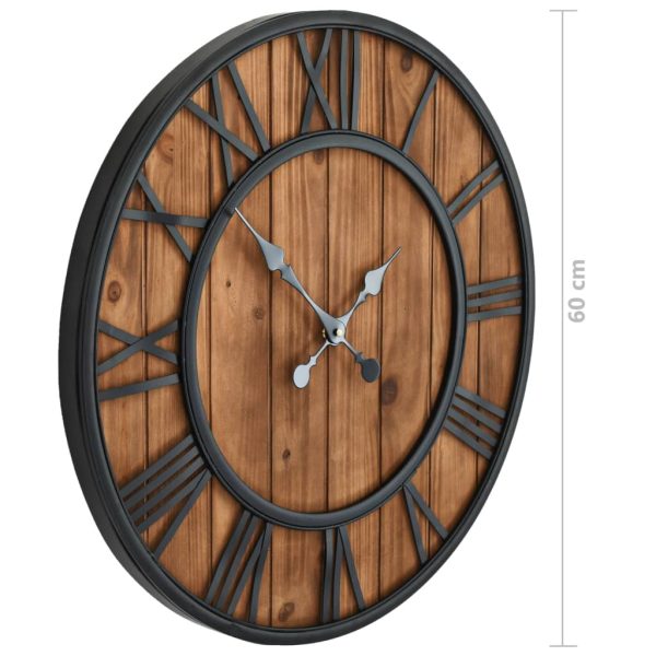 Orologio Da Parete Vintage Al Quarzo Legno E Metallo 60 Cm Xxl - Image 6