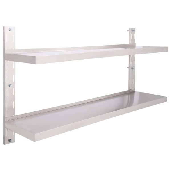 Mensola A Sospensione A 2 Livelli In Acciaio Inox 150x30 cm - Image 2