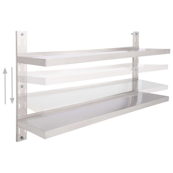 Mensola A Sospensione A 2 Livelli In Acciaio Inox 150x30 cm - Image 3