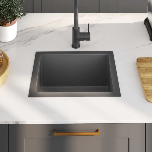 Lavello Da Cucina Lavorato A Mano Nero Acciaio Inox - Image 3