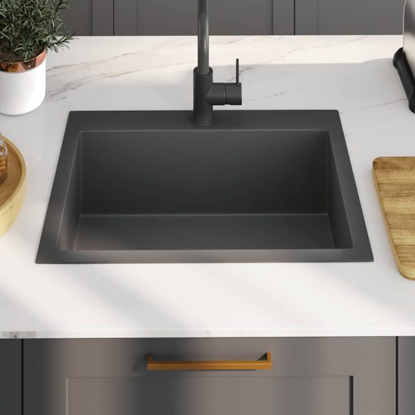 Lavello Da Cucina Lavorato A Mano Nero Acciaio Inox - Image 3