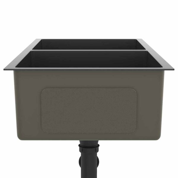 Lavello Da Cucina Lavorato A Mano Nero Acciaio Inox - Image 6