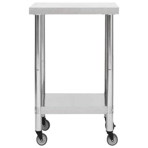 Tavolo Da Lavoro Cucina Con Ruote 60x60x85 Cm In Acciaio Inox - Image 3