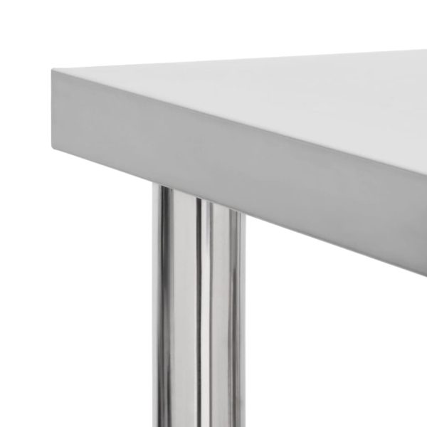Tavolo Da Lavoro Cucina Con Ruote 60x60x85 Cm In Acciaio Inox - Image 4