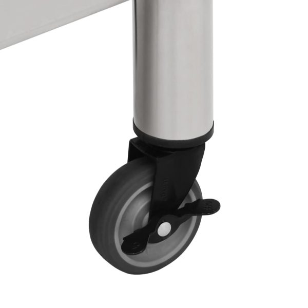 Tavolo Da Lavoro Cucina Con Ruote 60x60x85 Cm In Acciaio Inox - Image 5