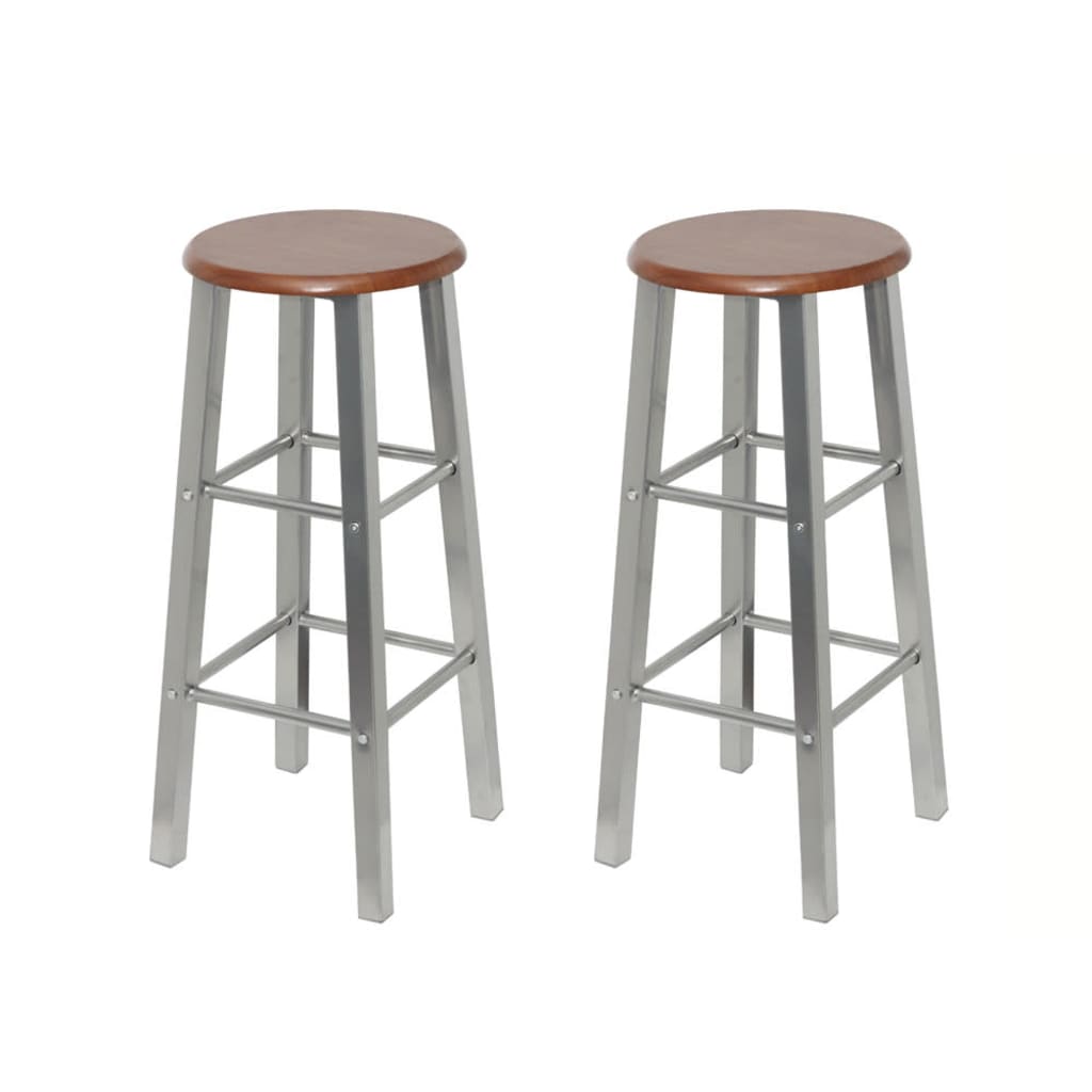 Set Sgabelli Da Bar 2 Pz In Metallo E Sedile In Mdf