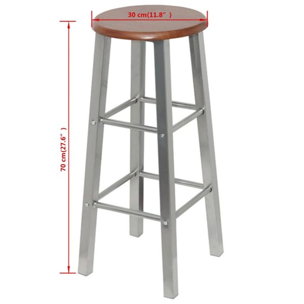 Set Sgabelli Da Bar 2 Pz In Metallo E Sedile In Mdf - Image 4