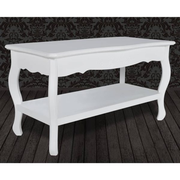 Tavolino Da Salotto Con 2 Ripiani In Mdf Bianco - Image 3