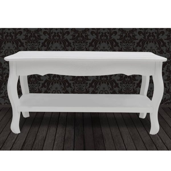 Tavolino Da Salotto Con 2 Ripiani In Mdf Bianco - Image 4