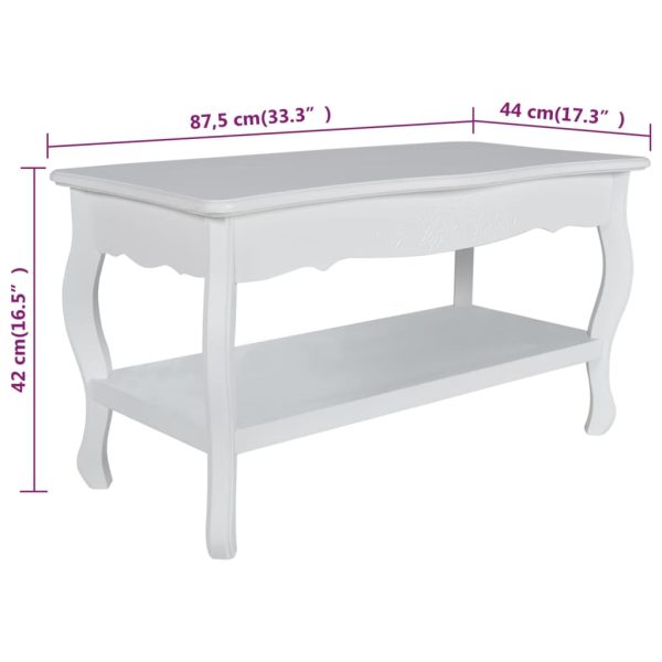 Tavolino Da Salotto Con 2 Ripiani In Mdf Bianco - Image 6