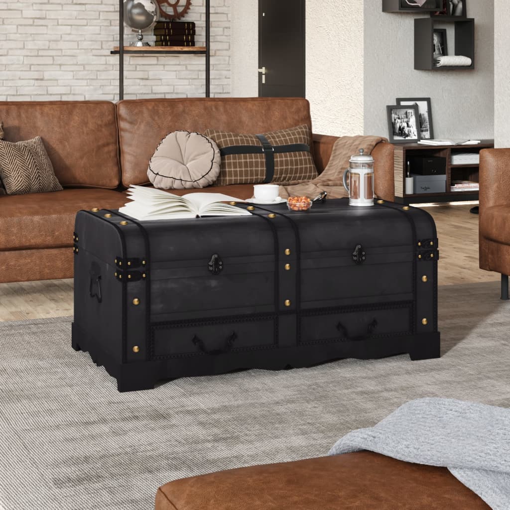 Baule Del Tesoro In Legno Grande Nero