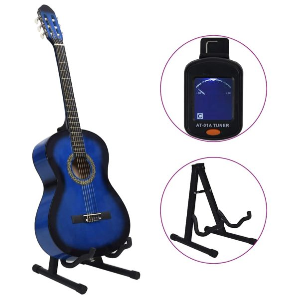 Set Chitarra Classica Per Principianti 12 Pz Blu 4/4 39" - Image 3