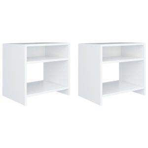 Comodini Bianchi 2 Pz 40x30x40 Cm Legno Ingegnerizzato