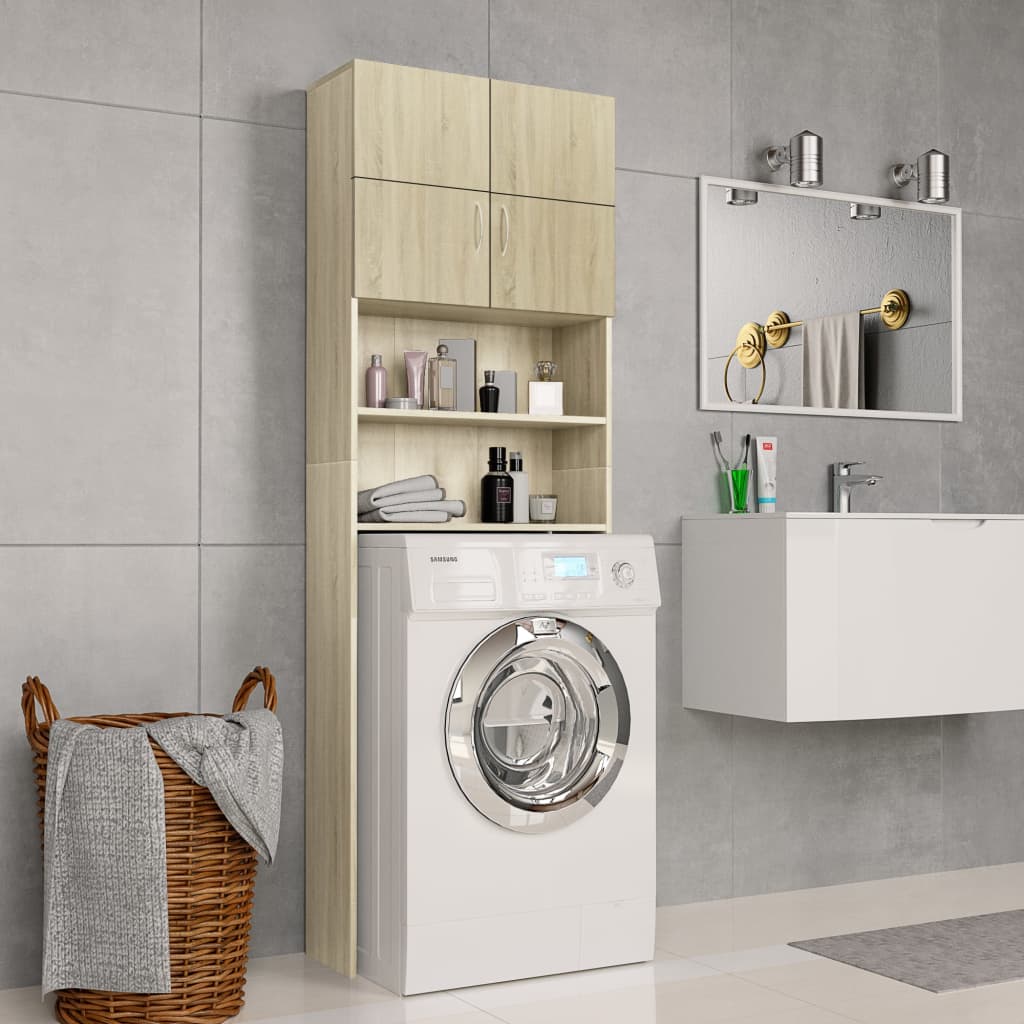 Mobile Lavatrice Rovere Sonoma 64x25,5x190 Cm Legno Multistrato