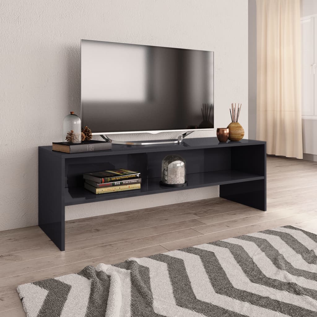 Mobile Porta Tv Grigio Lucido 120x40x40 Cm In Legno Multistrato
