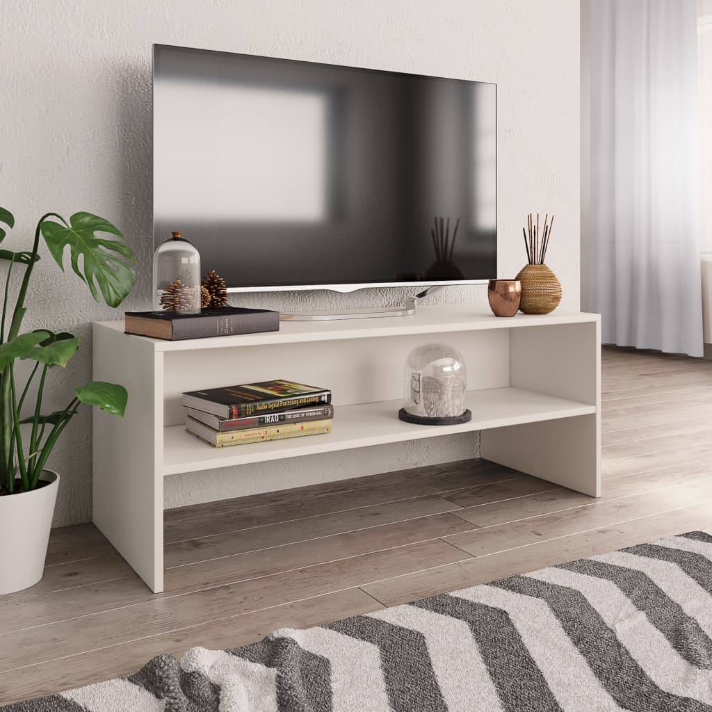 Mobile Porta Tv Bianco 100x40x40 Cm In Legno Multistrato