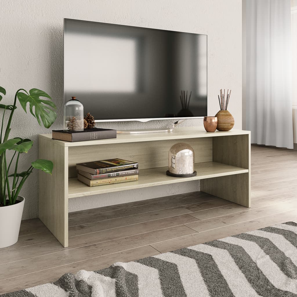 Mobile Porta Tv Rovere Sonoma 100x40x40 Cm In Legno Multistrato
