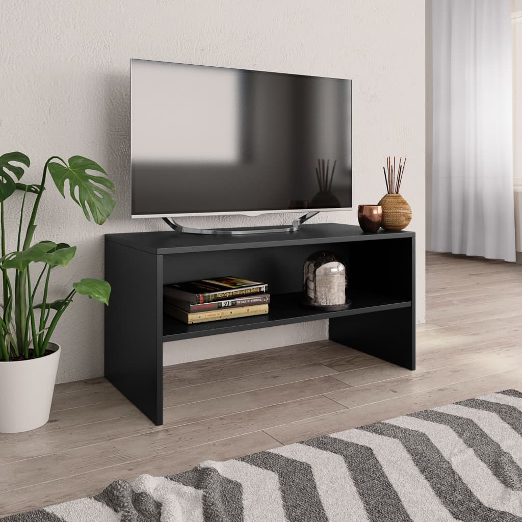 Mobile Porta Tv Nero 80x40x40 Cm In Legno Multistrato
