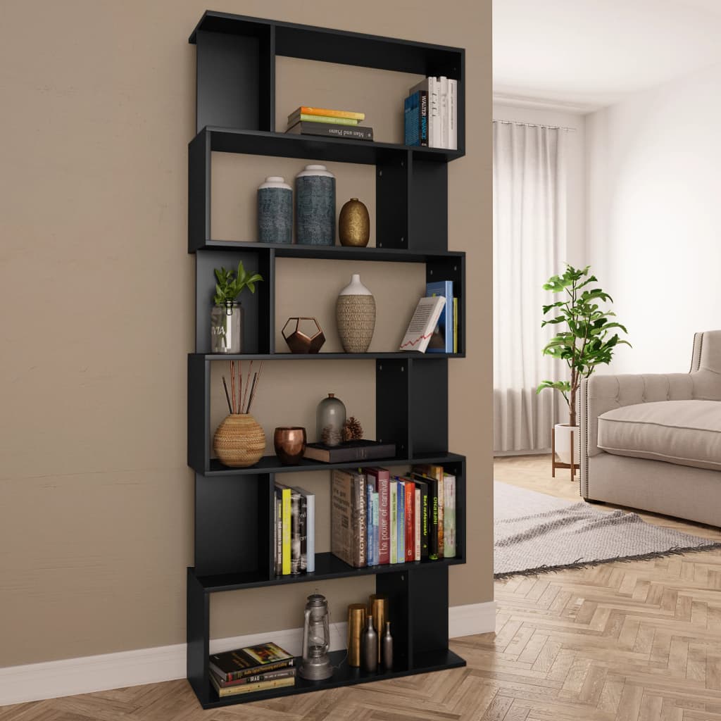 Libreria/divisorio Nero 80x24x192 Cm In Legno Multistrato